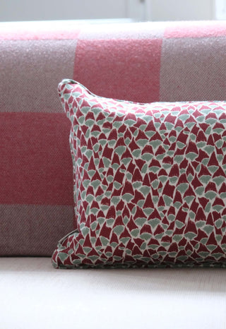 Foxglove Lumbar Cushion | Burgundy & Duck Egg - Eloise Home
