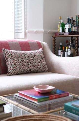 Foxglove Lumbar Cushion | Duck Egg & Aubergine - Eloise Home