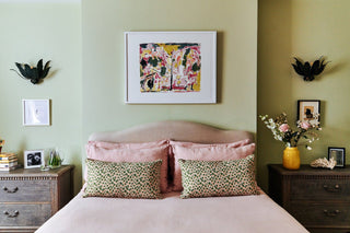 Foxglove Lumbar Cushion | Green & Pink - Eloise Home