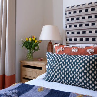 Polka Dot Lumbar Cushion | Navy & Cream - Eloise Home