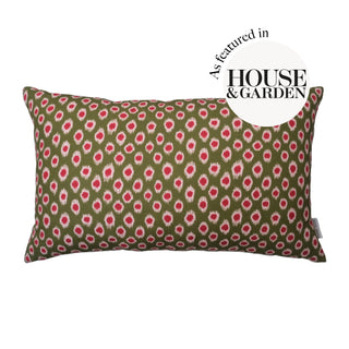Polka Dot Lumbar Cushion | Green & Fuchsia - Eloise Home