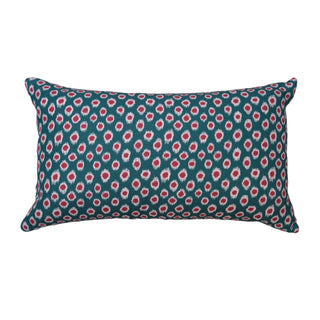 Polka Dot Lumbar Cushion | Teal & Red - Eloise Home