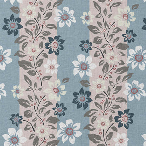 Climbing Clematis Fabric | Pale Pink & Blue